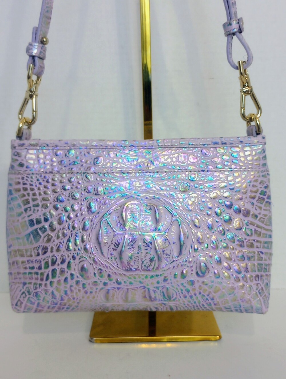 Brahmin Violet Wonderland Vida Crossbody Bag Metallic Purple - Picture 4 of 12